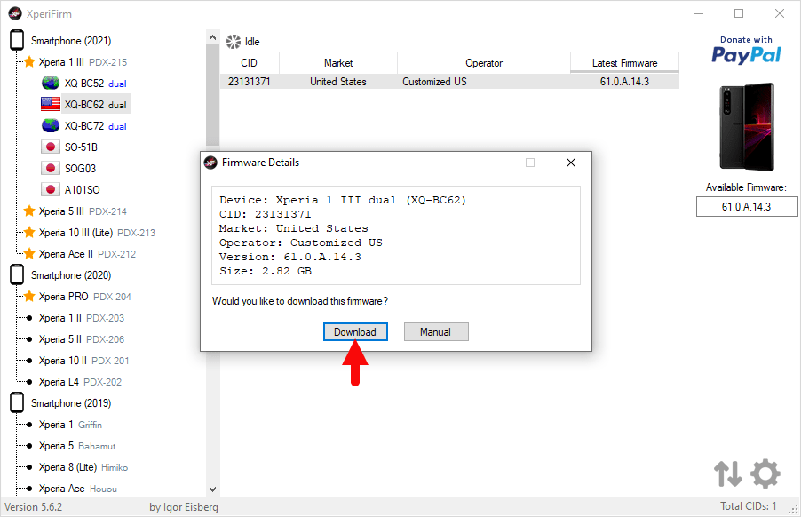 XperiFirm Firmware Details